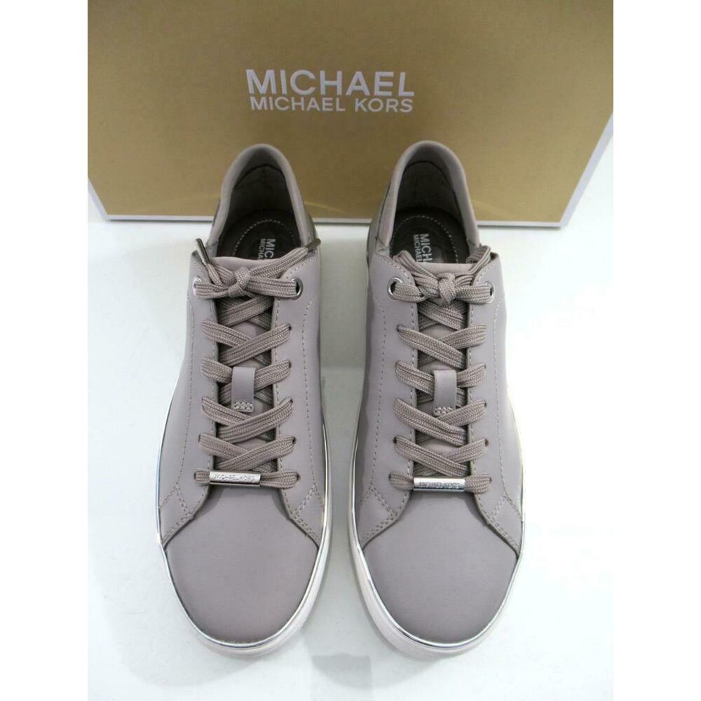 Women's Michael Kors Scout Lace Up Sneaker MK Logo Scuba Pearl Grey Size 6 - Picture 7 of 11